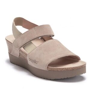 Papillio by Birkenstock‎ Linda Platform Wedge Sandals Shoes  38 L7 Beige